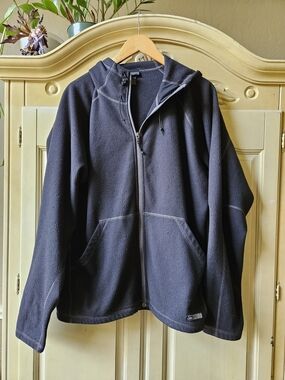 REI Men's Black Full-Zip Hooded Fleece Jacket